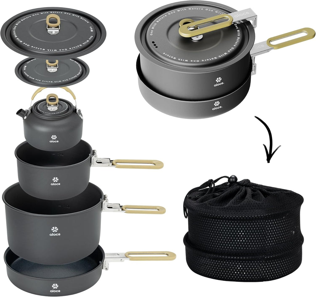 ALOCS Camping Cookware Portable Non-Stick Mess Kit