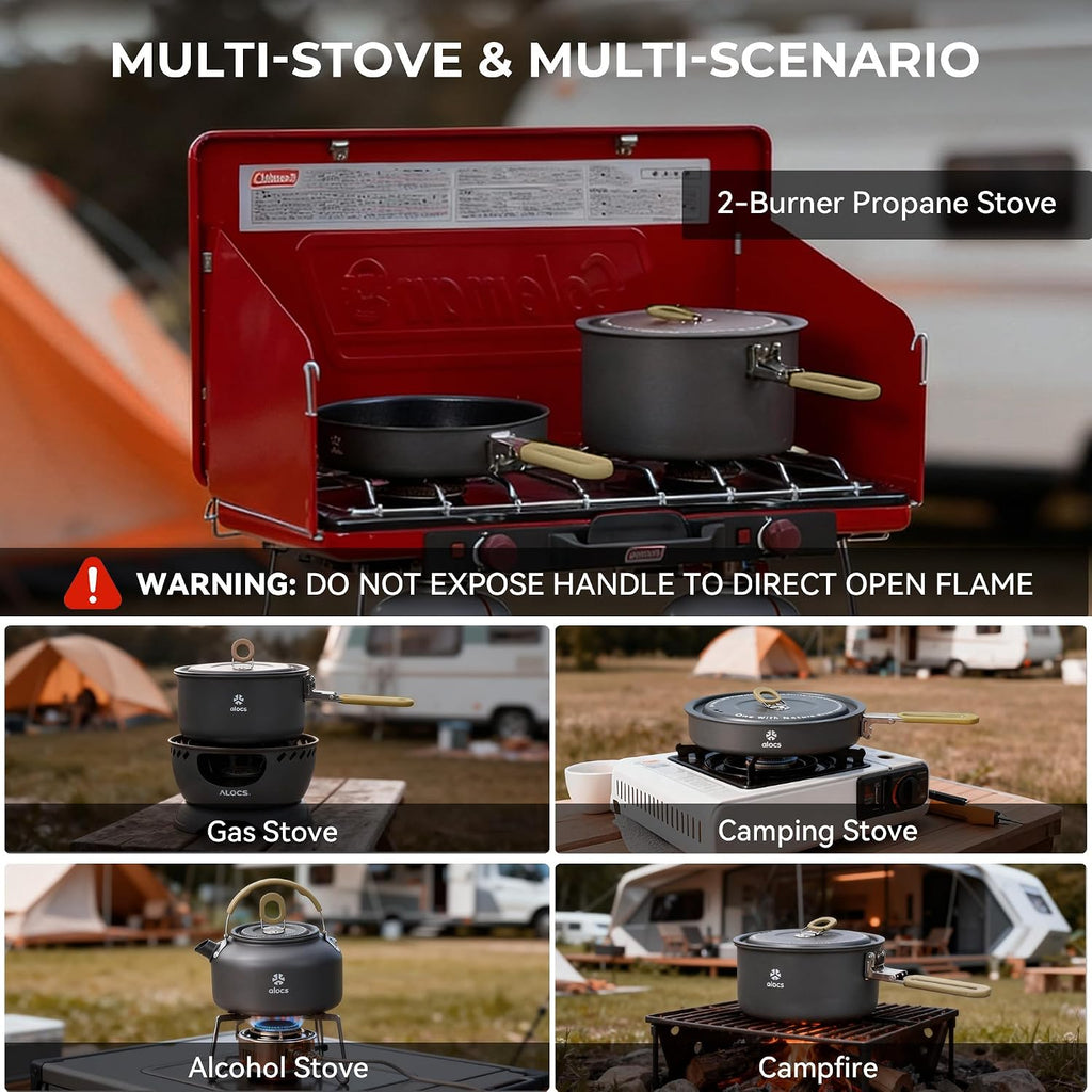 ALOCS Camping Cookware Portable Non-Stick Mess Kit