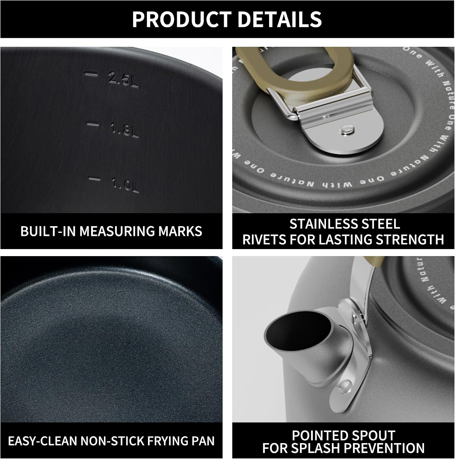 ALOCS Camping Cookware Portable Non-Stick Mess Kit