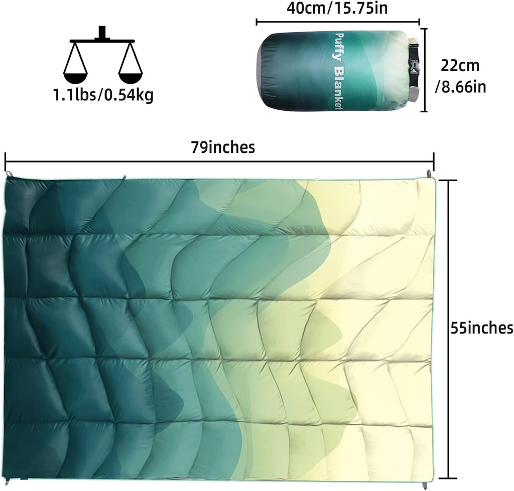 Outdoor Puffy Camping Blanket, 55 × 79"