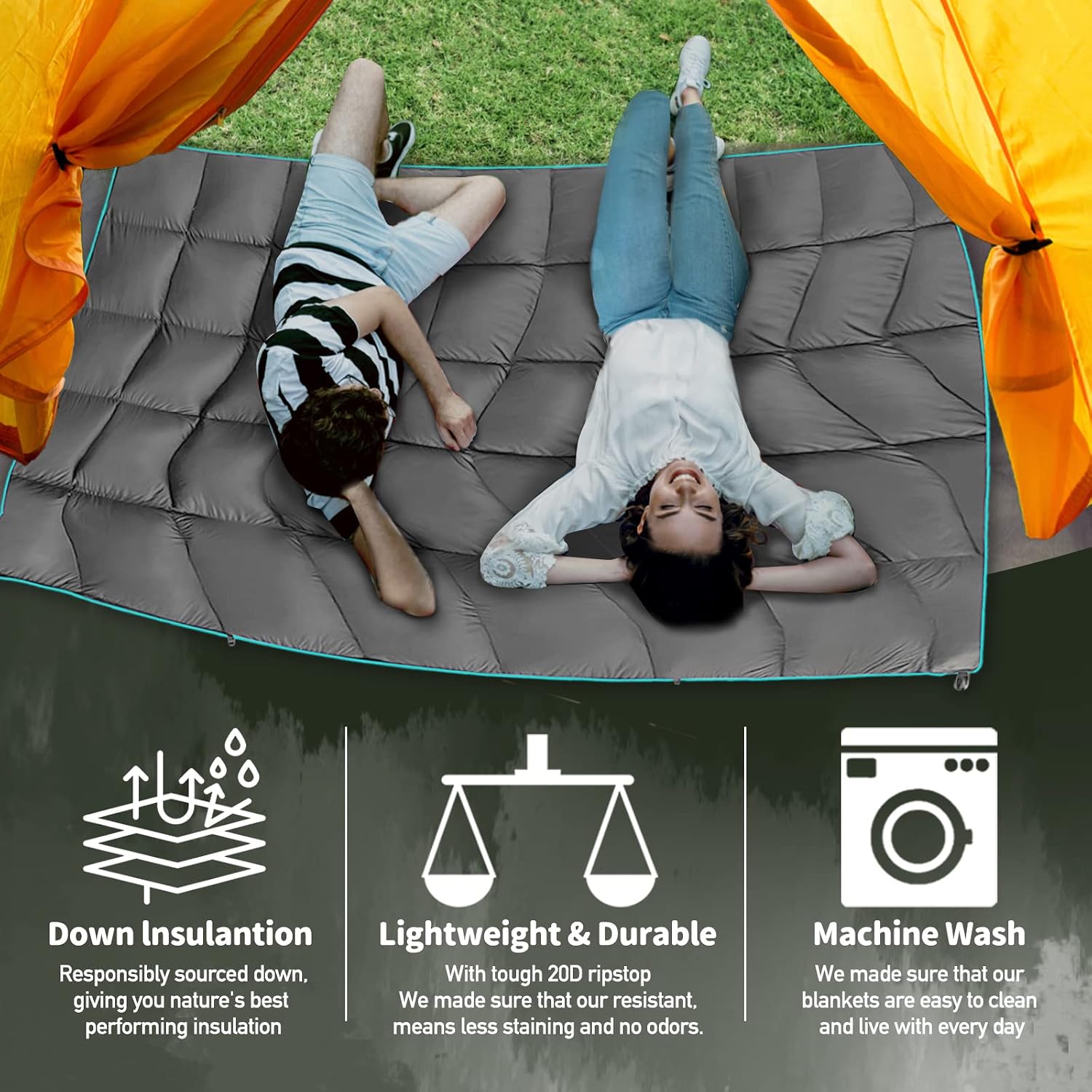 Outdoor Puffy Camping Blanket, 55 × 79"