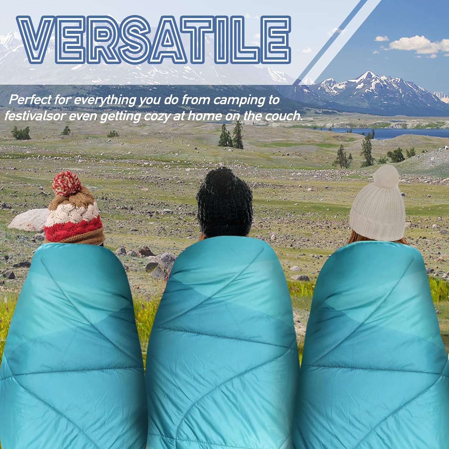 Outdoor Puffy Camping Blanket, 55 × 79"