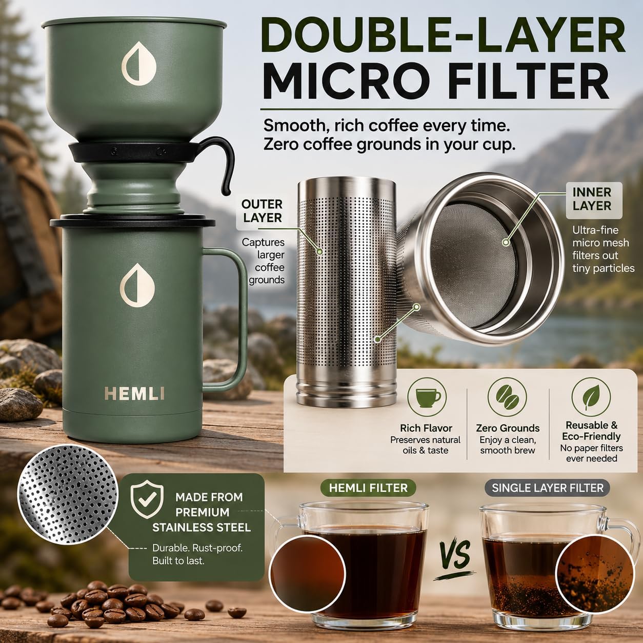 16 oz Pour Over Camp Coffee Maker Set