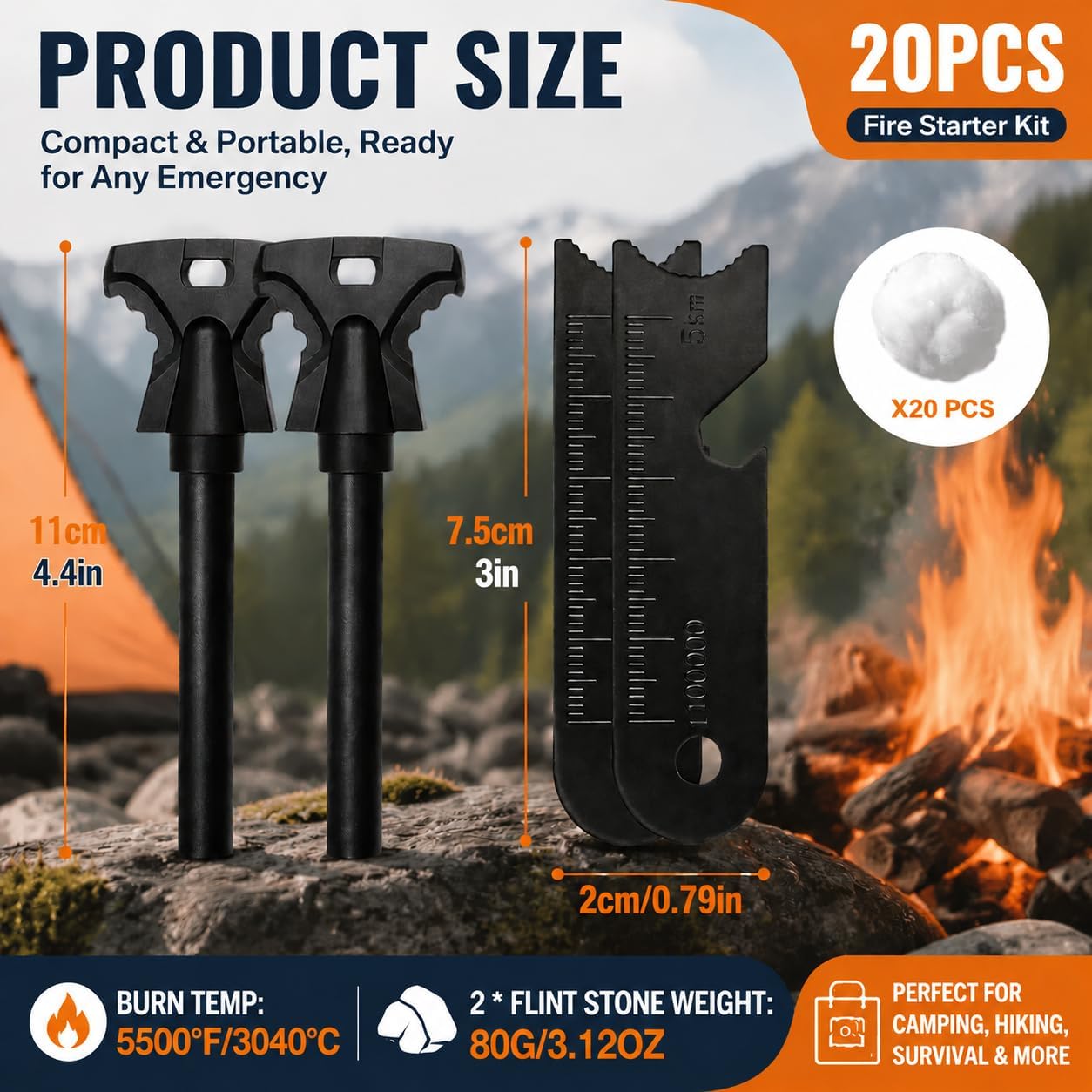 22PCS Fire Starter Survival Kit