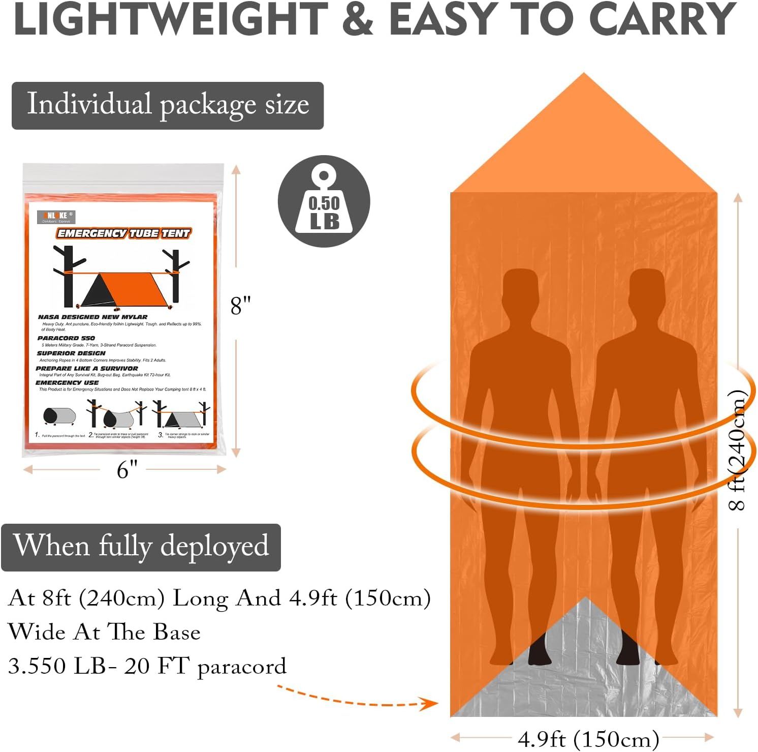 ANLOKE Emergency Survival Tent Shelter, 2 Person