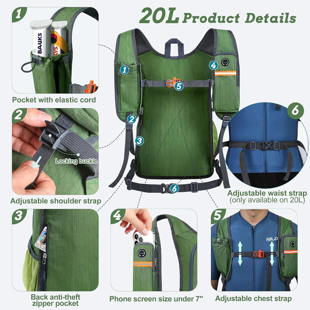 BECOJADDE 20L Foldable Hiking Backpack