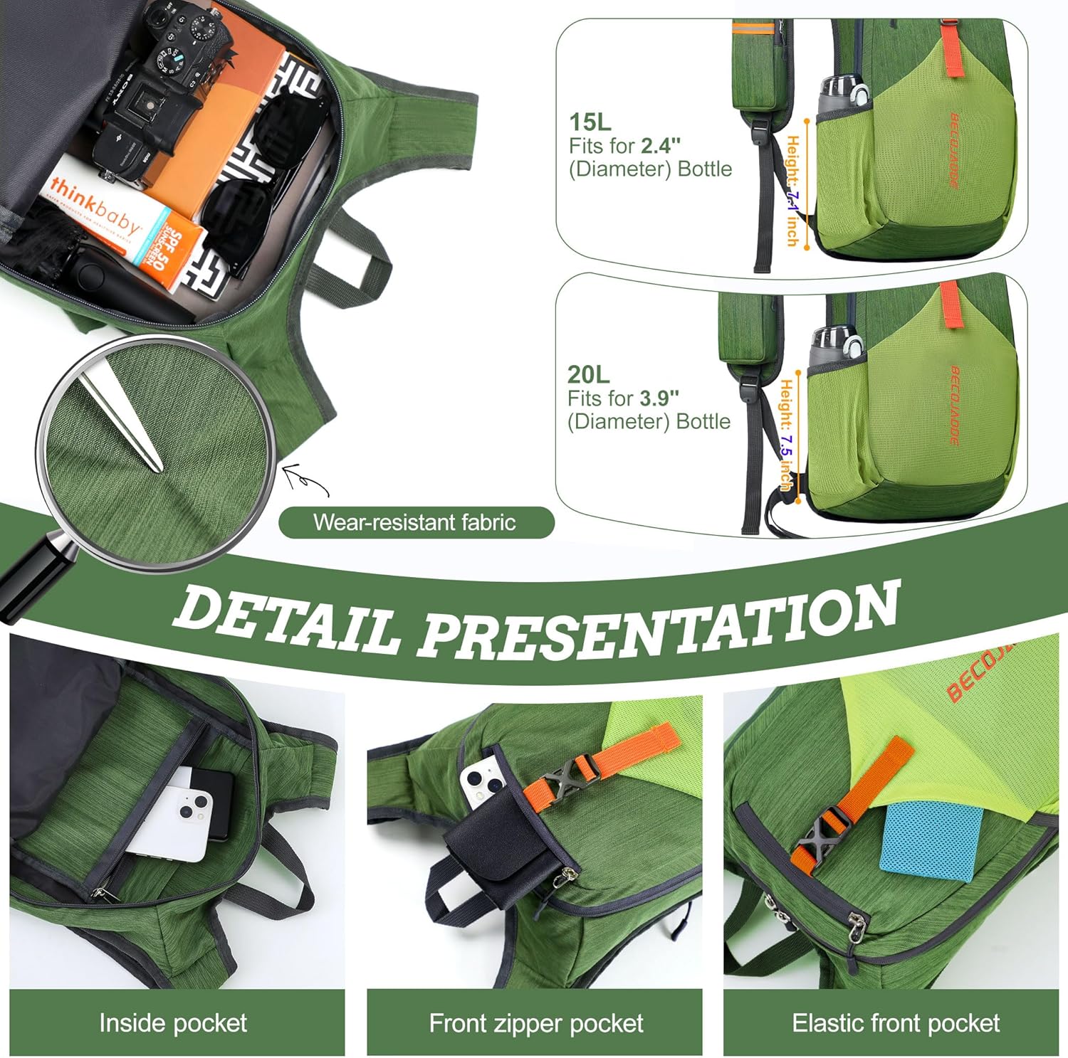 BECOJADDE 20L Foldable Hiking Backpack