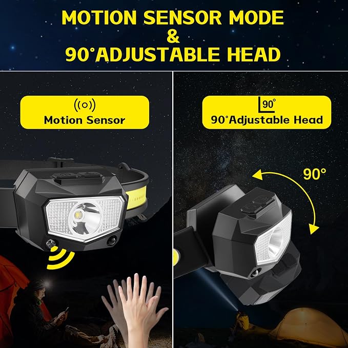 KYEKIO 3-Pack Rechargeable LED Headlamps