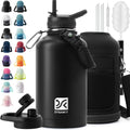 DYSANKY Insulated Water Bottle with Straw Lid & Carrier Bag, 64oz