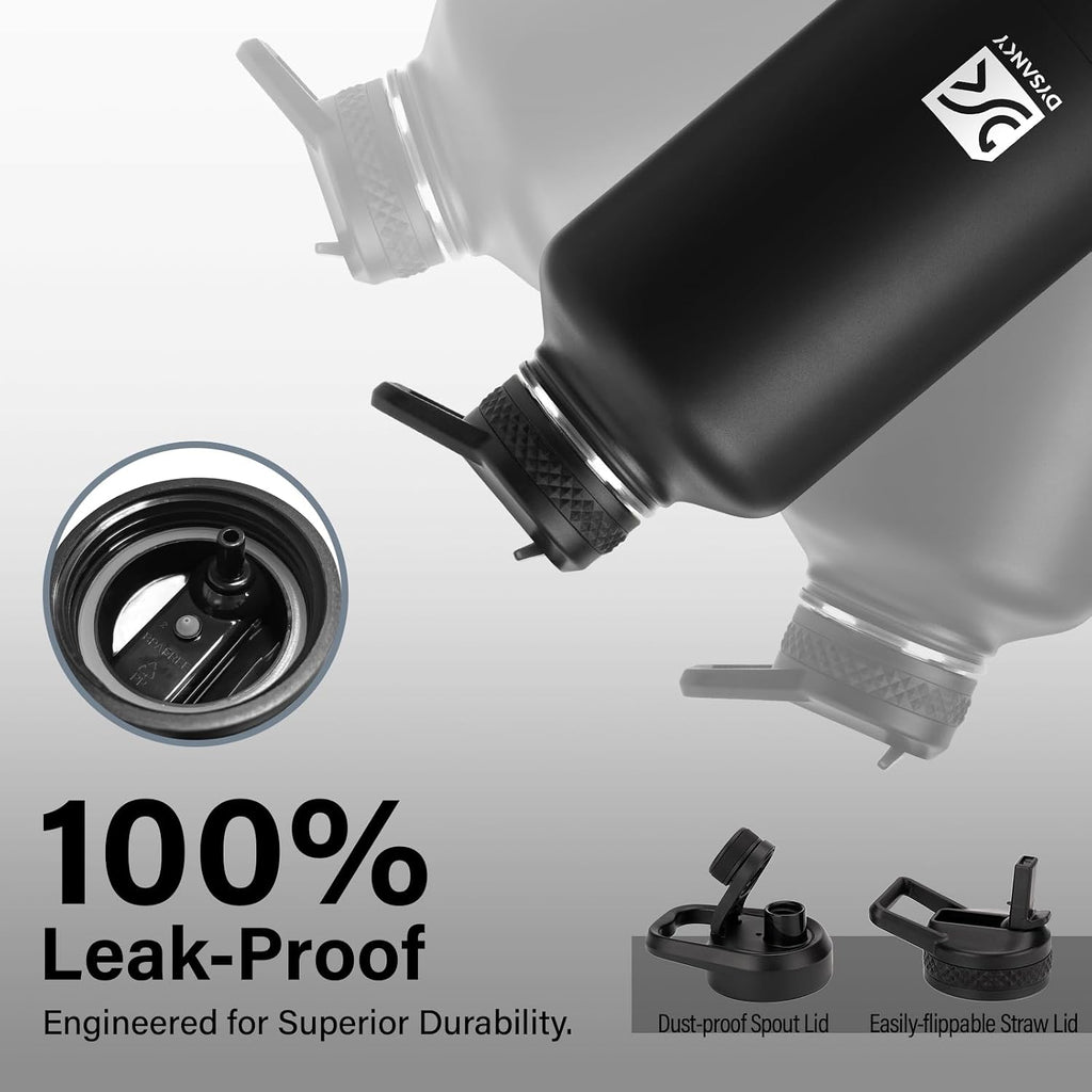 DYSANKY Insulated Water Bottle with Straw Lid & Carrier Bag, 64oz