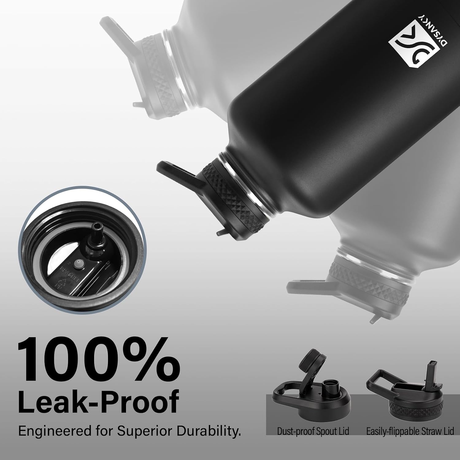 DYSANKY Insulated Water Bottle with Straw Lid & Carrier Bag, 64oz