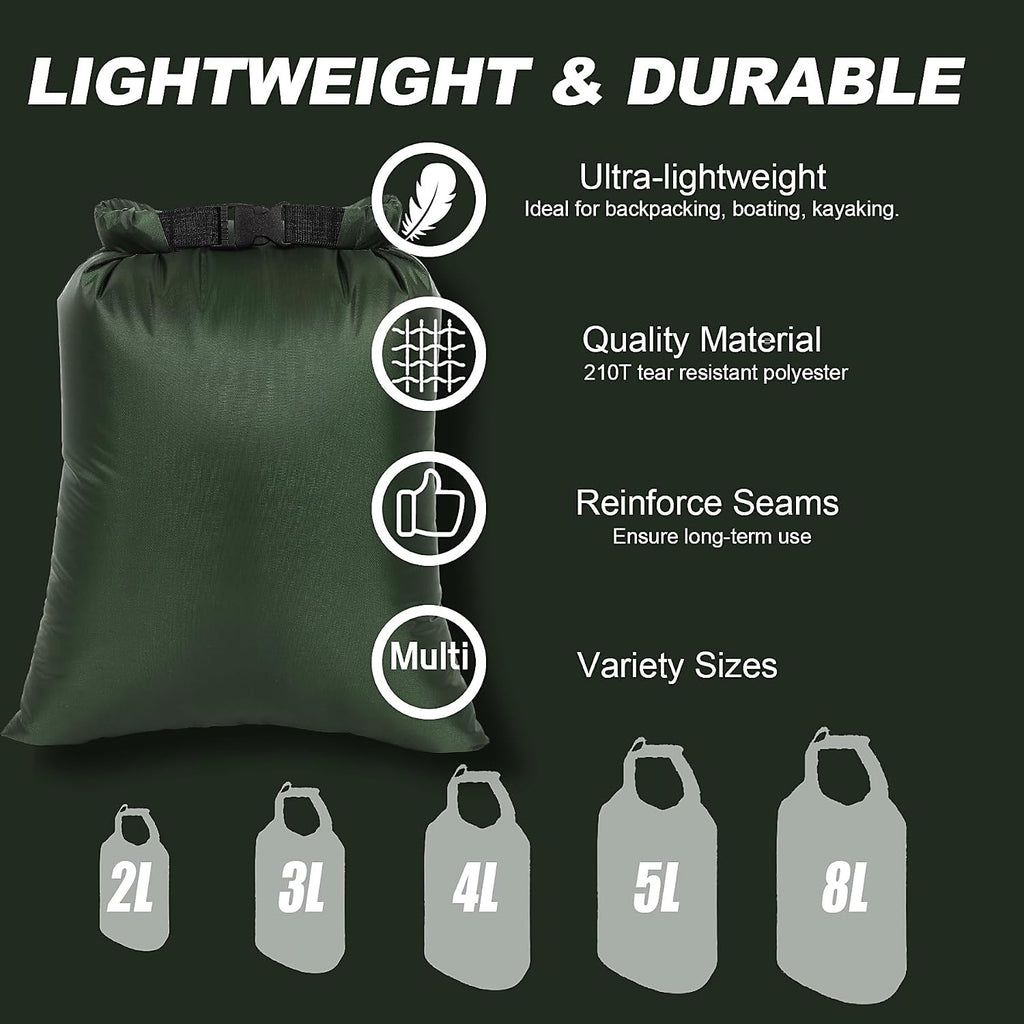 Waterproof Dry Bags Set, 5 Packs