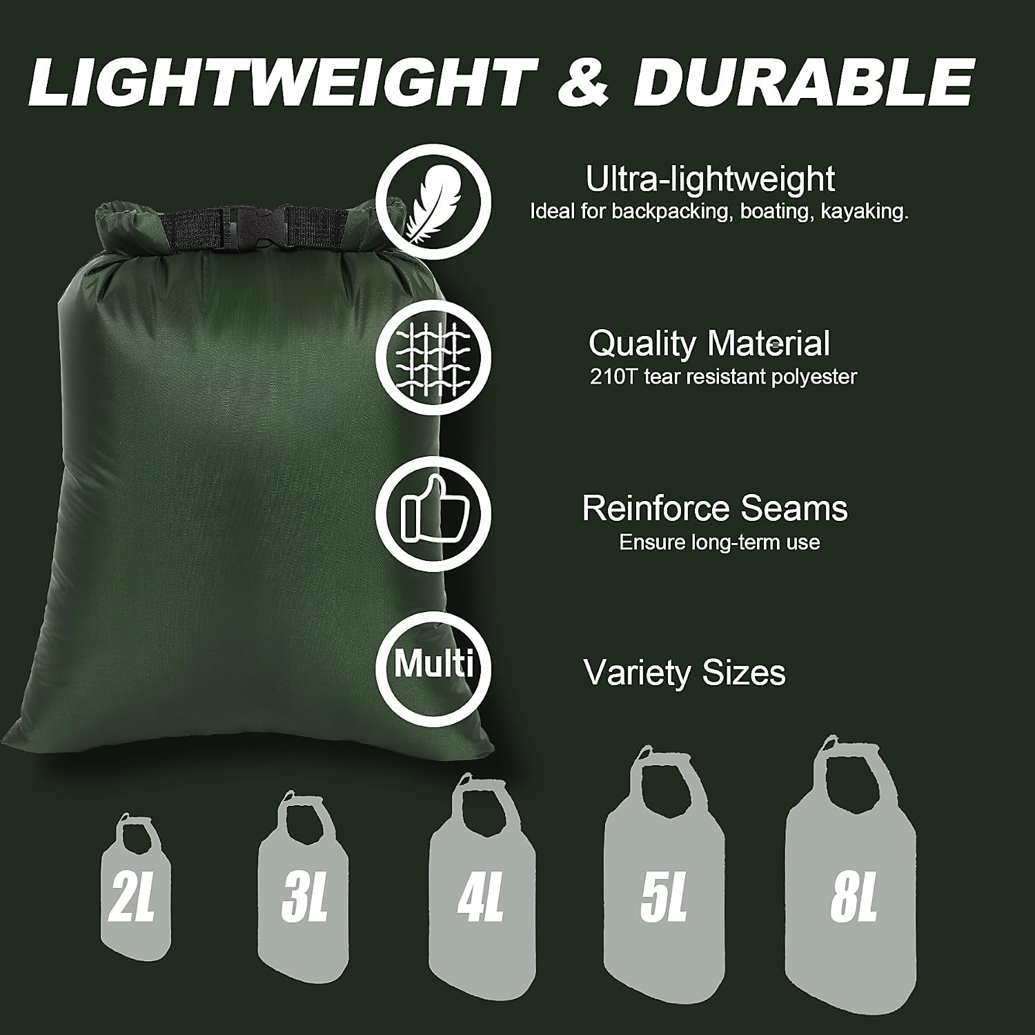 Waterproof Dry Bags Set, 5 Packs