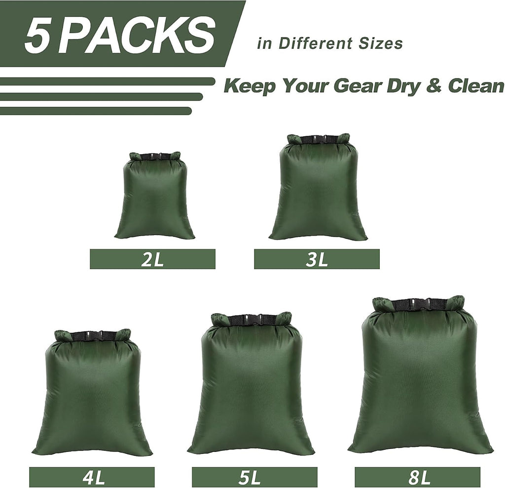 Waterproof Dry Bags Set, 5 Packs
